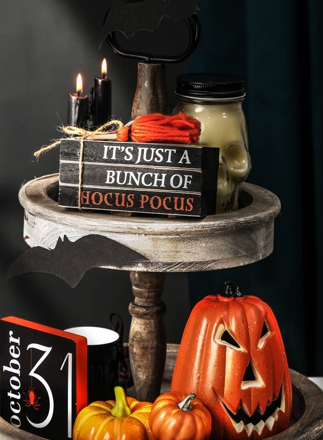 KORMMCO Halloween Wood Book Stack, Hocus Pocus Mini Faux Books Bundle, Halloween Tiered Tray Decor for Home Table Mantle Shelf - Image 3